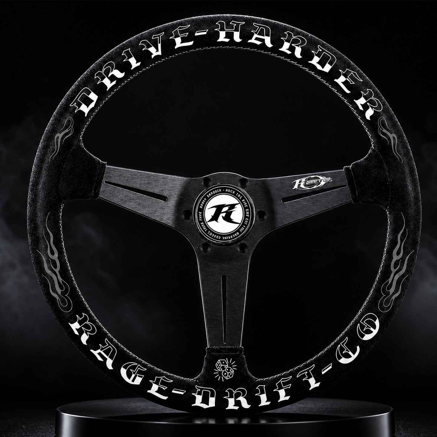 Drive Harder Drift Wheel — 350mm Suede Steering Wheel | Rage Drift Co