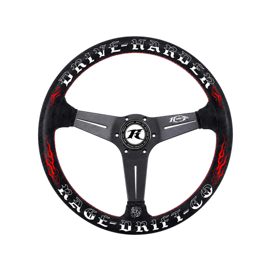 Drive Harder Drift Wheel — 350mm Suede Steering Wheel | Rage Drift Co