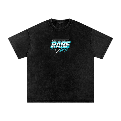 Black t-shirt with 'RAGE' logo on a white background