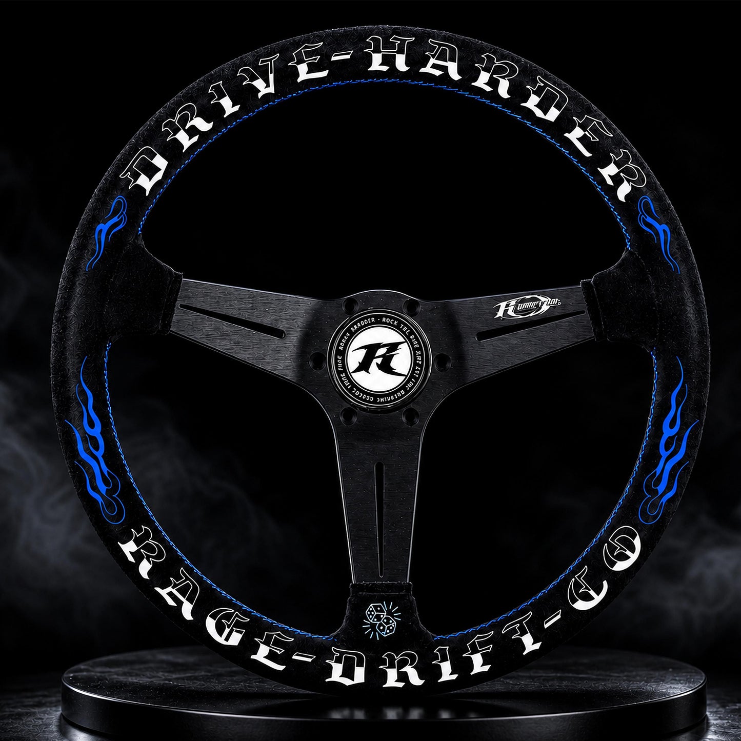 Drive Harder Drift Wheel — 350mm Suede Steering Wheel | Rage Drift Co