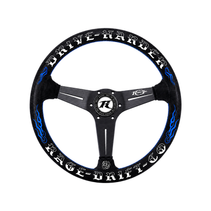 Drive Harder Drift Wheel — 350mm Suede Steering Wheel | Rage Drift Co