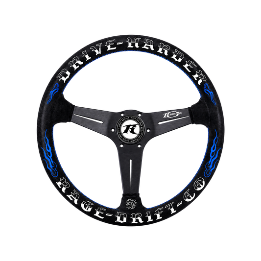 Drive Harder Drift Wheel — 350mm Suede Steering Wheel | Rage Drift Co