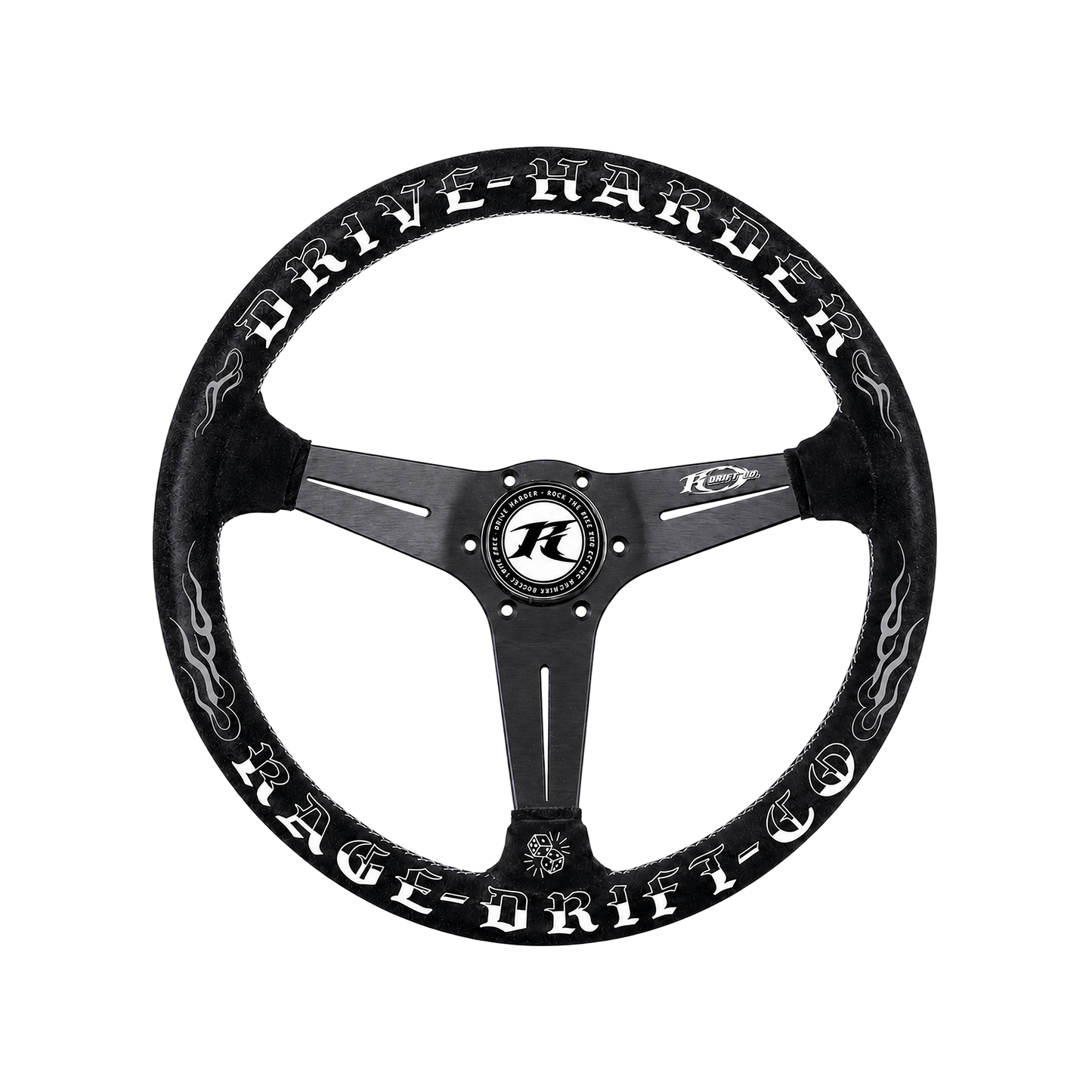 Drive Harder Drift Wheel — 350mm Suede Steering Wheel | Rage Drift Co