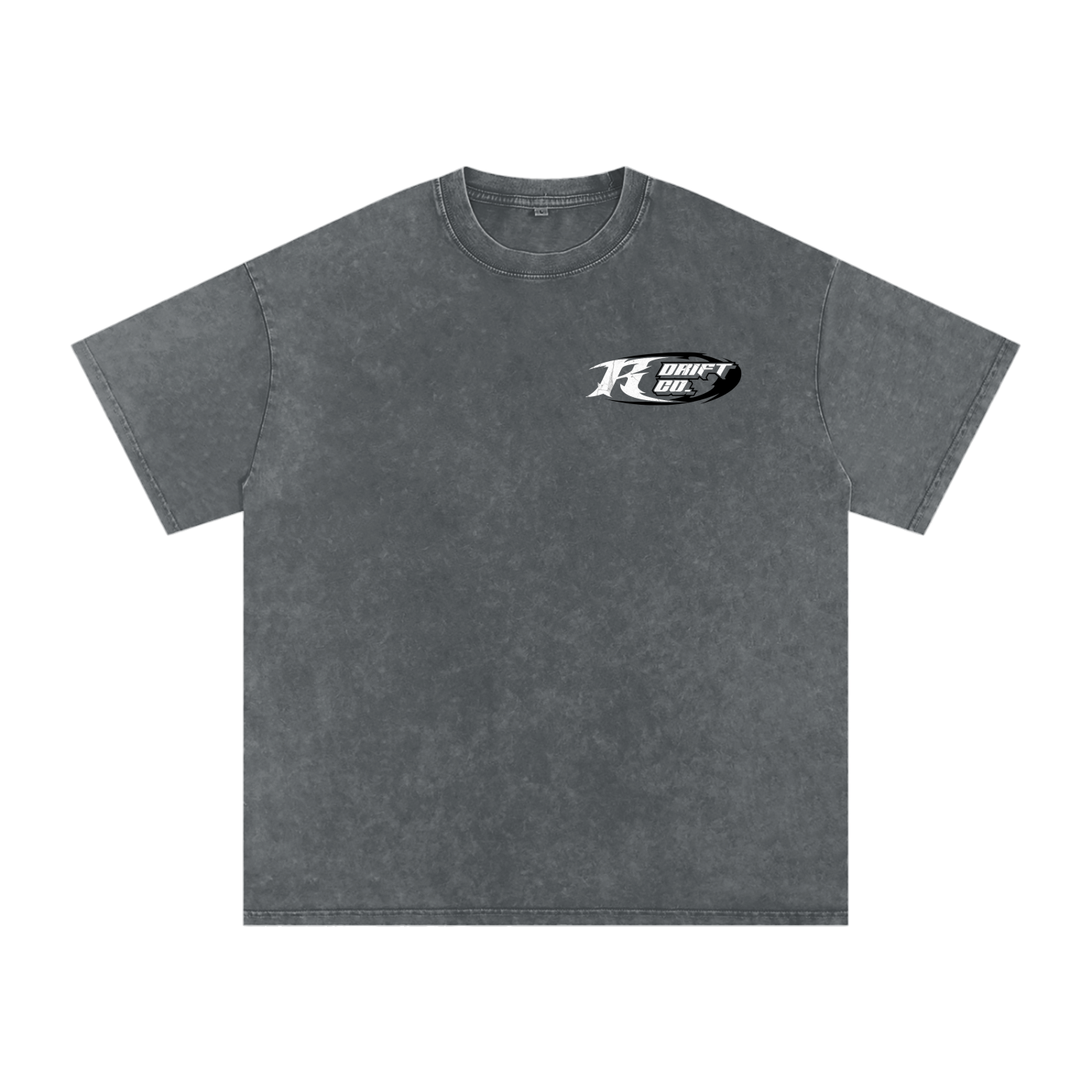 Gray t-shirt with a logo on the chest against a white background