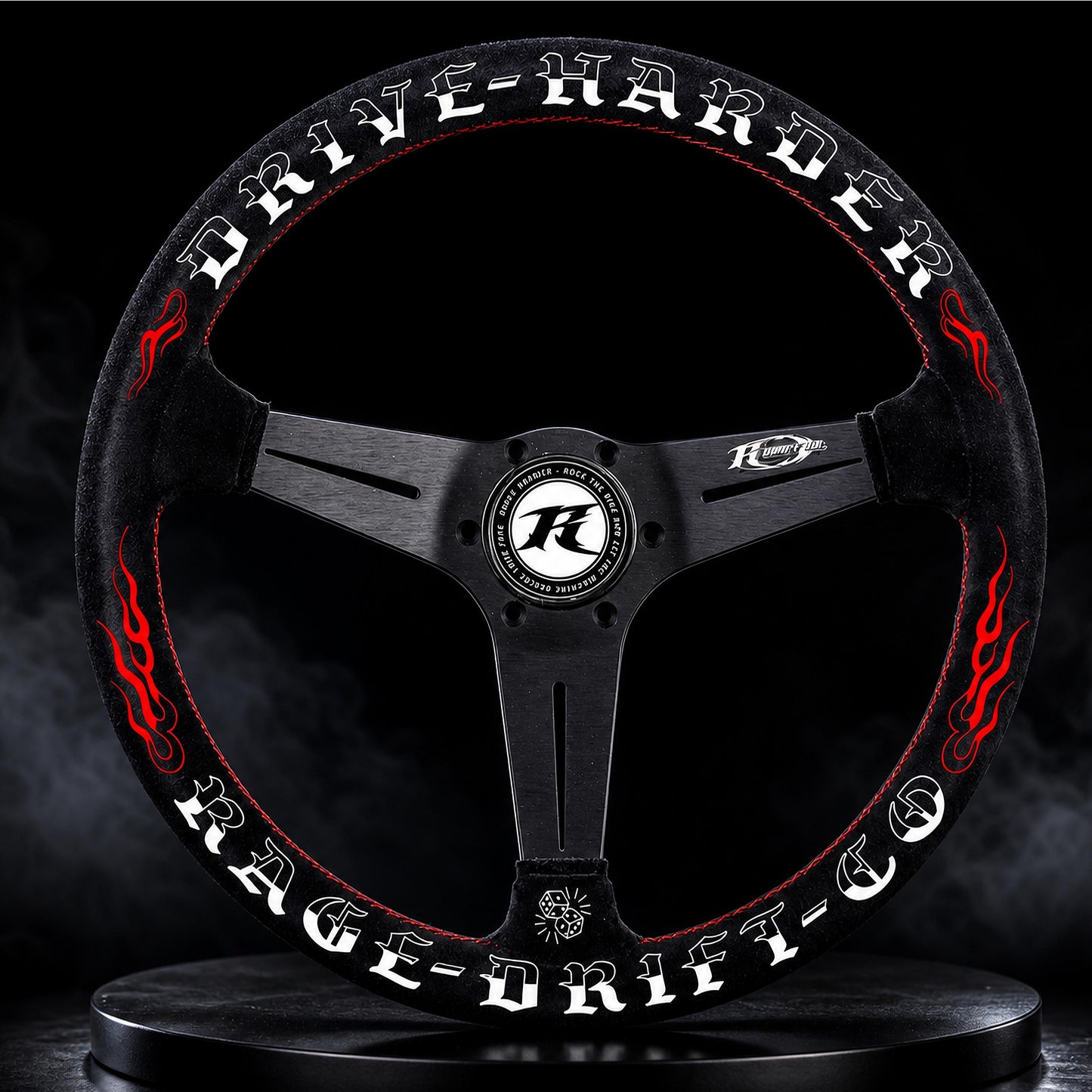 Drive Harder Drift Wheel — 350mm Suede Steering Wheel | Rage Drift Co