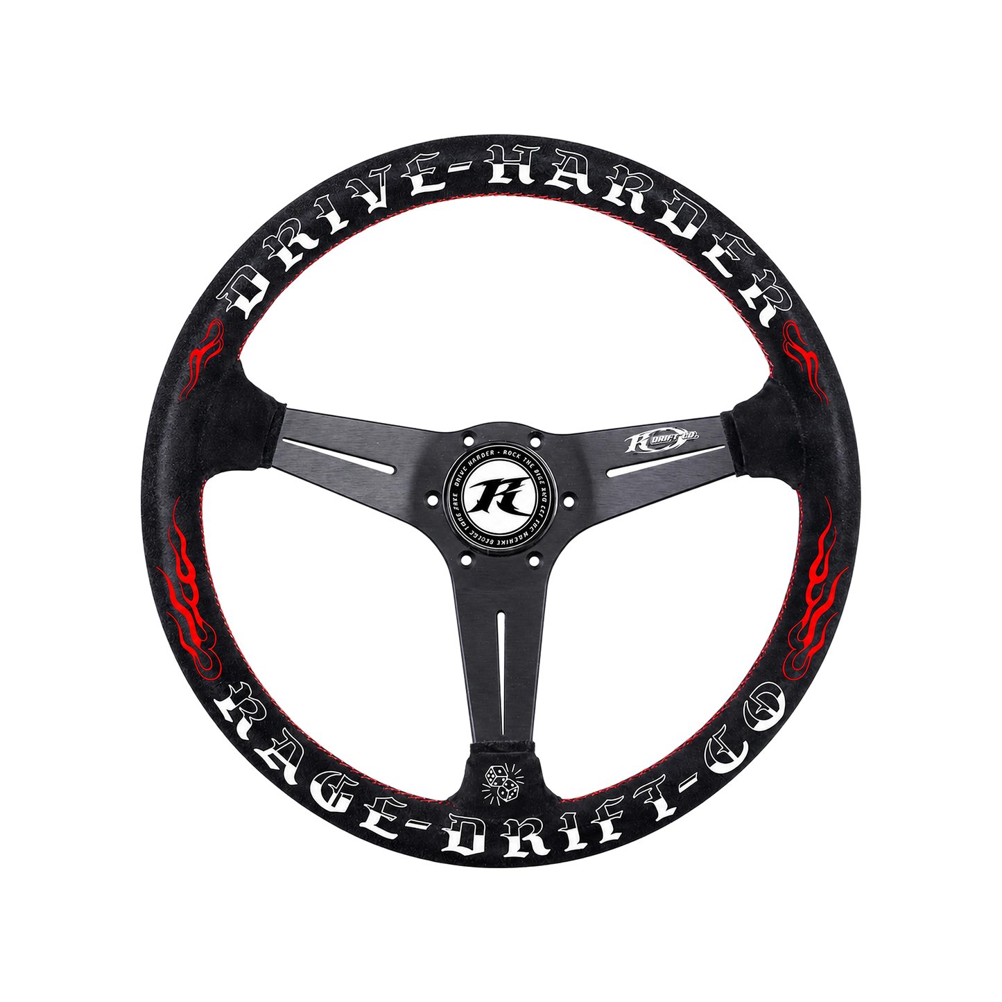 Drive Harder Drift Wheel — 350mm Suede Steering Wheel | Rage Drift Co